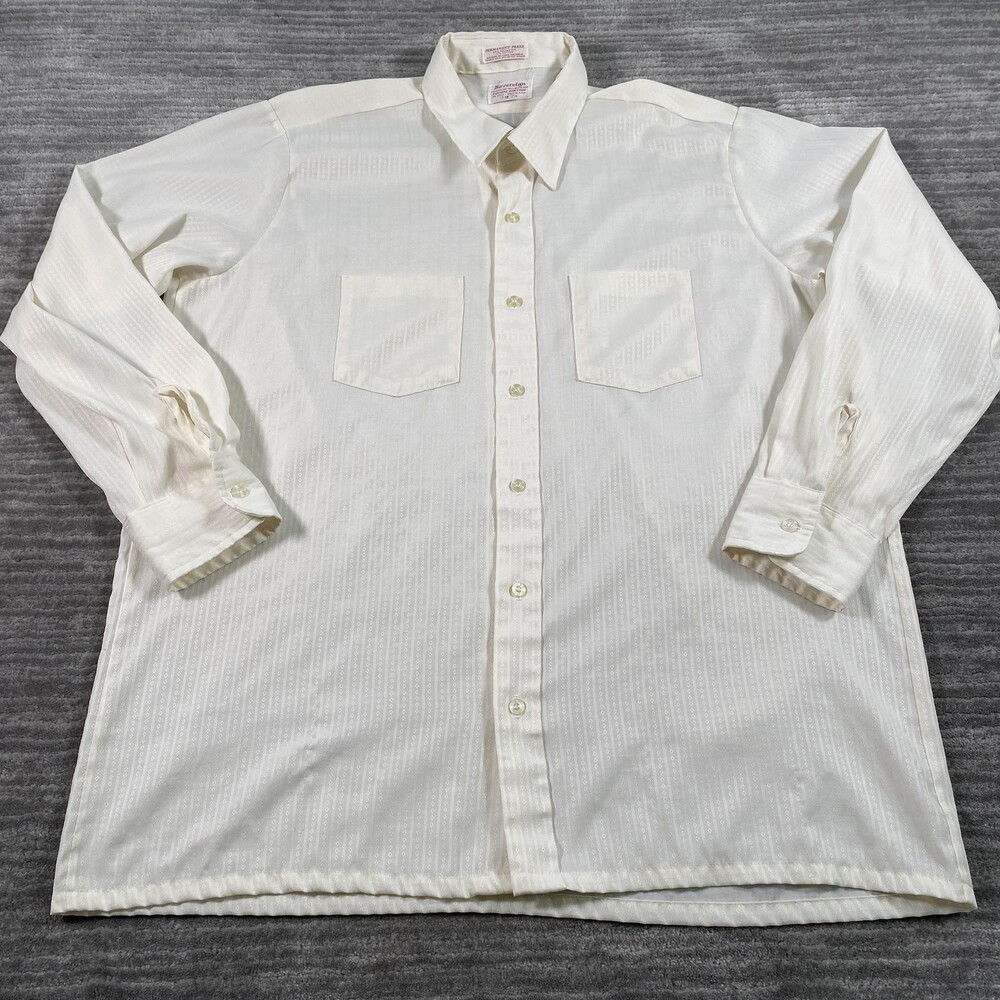 Vintage Sovereign Shirt Mens XL White Stripe Permanent Press Square Bottom USA